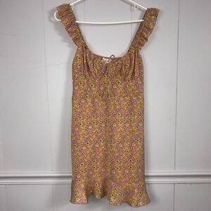 Kiss the Sky Off Shoulder Floral Mini Dress Size Large Cottagecore Garden Party